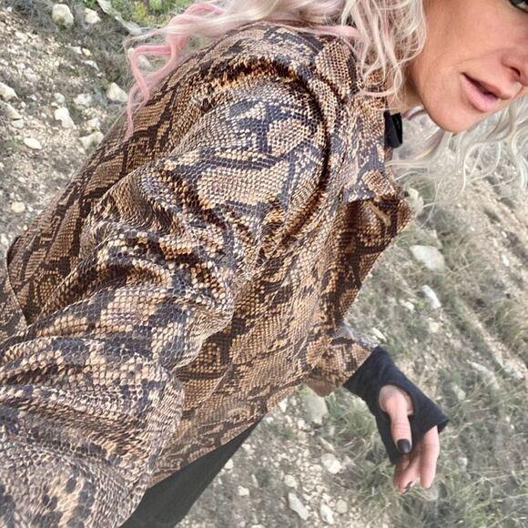 Vegan Leather Snakeskin Full Length Trench Coat - Picture 7 of 16